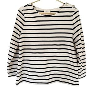 Sézane • Colette Marinière Striped Top in Ecru and Navy Organic Cotton